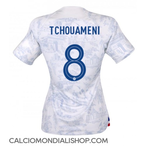 Maglie da calcio Francia Aurelien Tchouameni #8 Seconda Maglia Femminile Mondiali 2022 Manica Corta